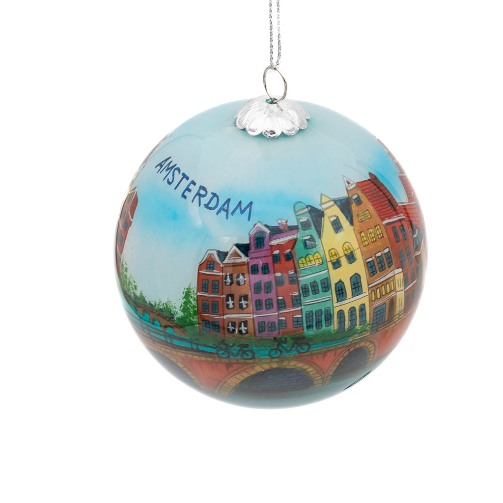 Amsterdam Hand-Painted Glass Tree Ornament