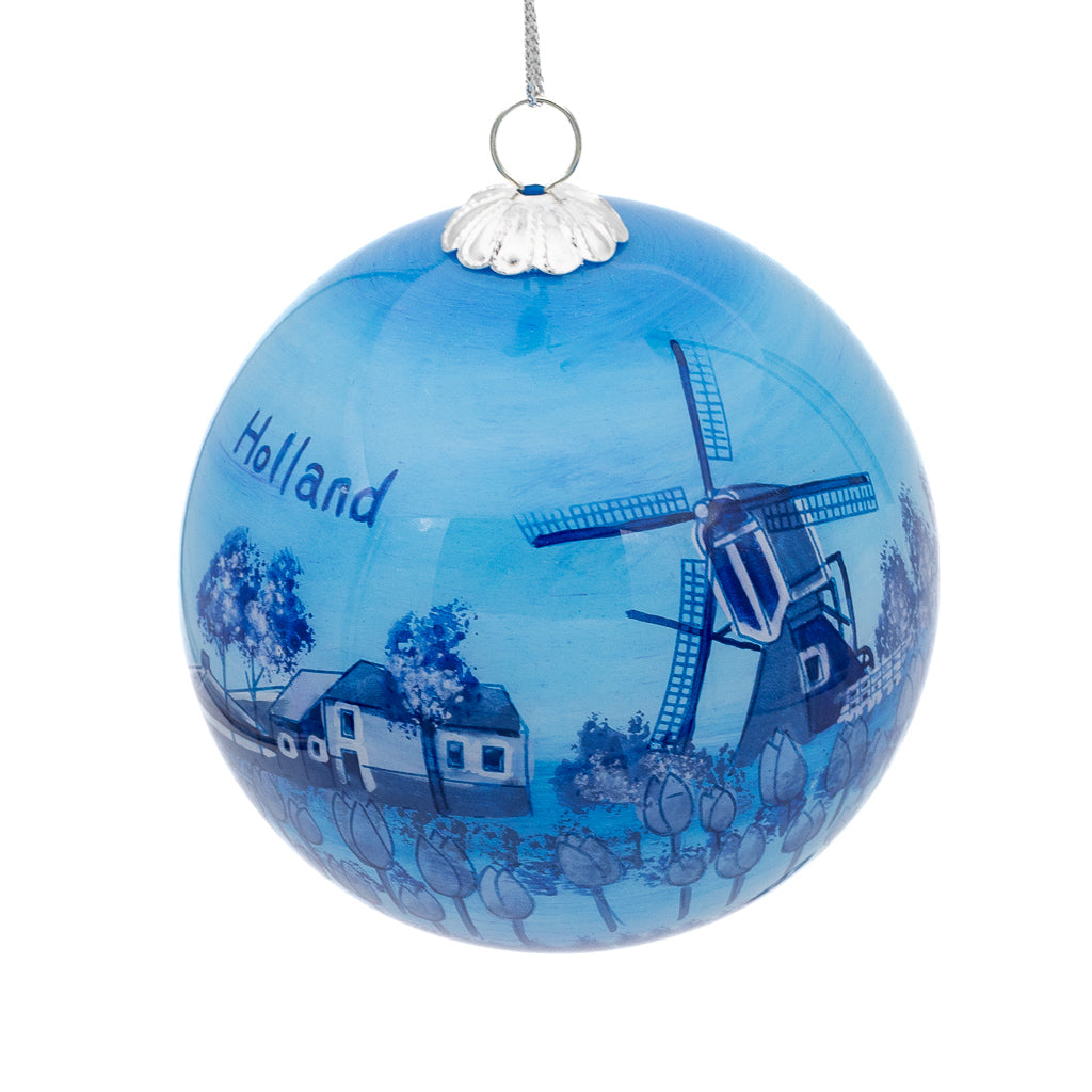 Dutch Heritage Hand-Painted Glass Tree Ornament