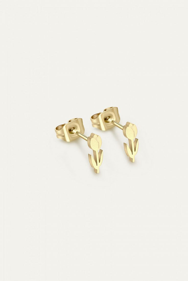 Earrings gold with Tulip