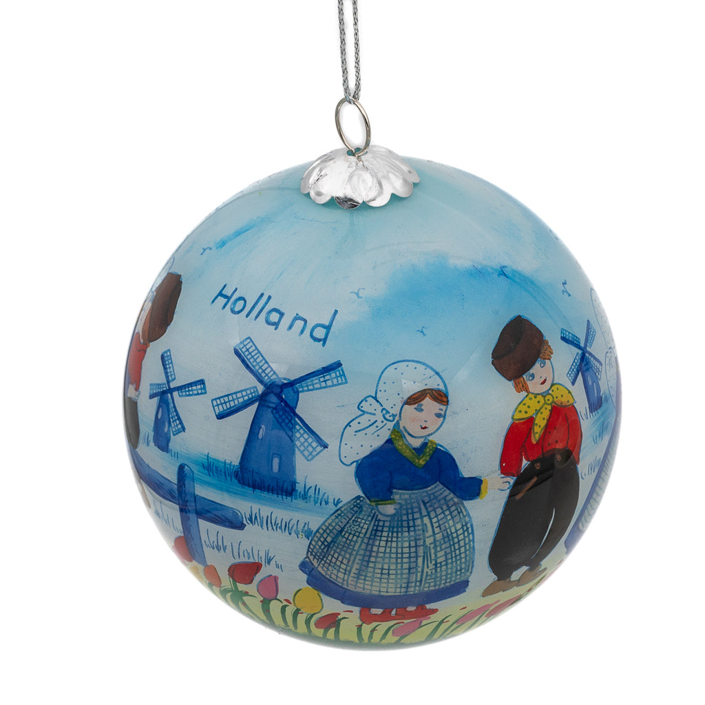 Traditional Dutch Hand-Painted Glass Tree Ornament