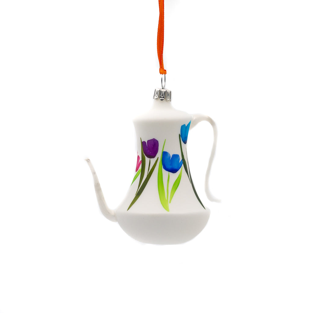 Teapot shaped Ornament with Tulip Print