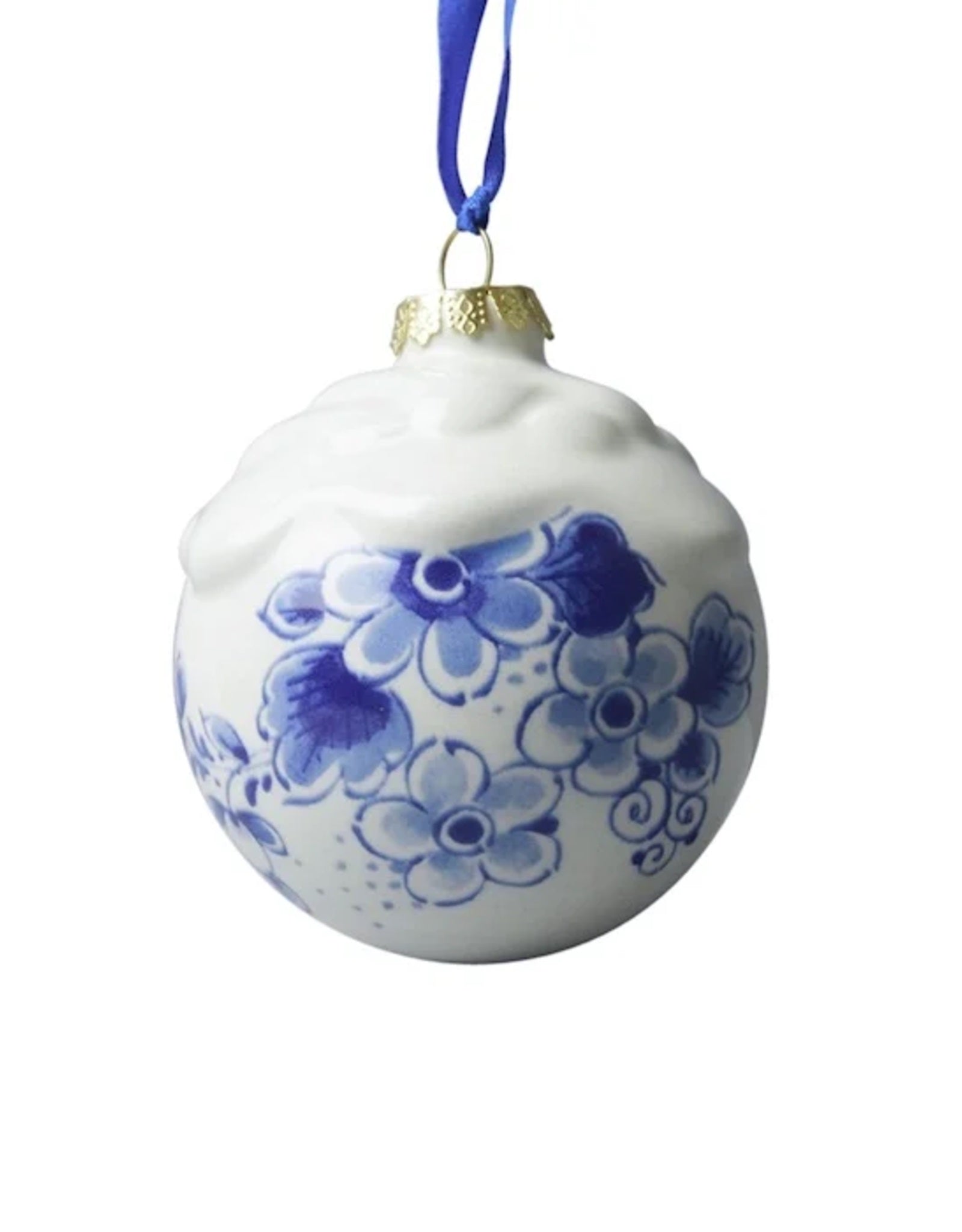 Christmas Ornament Delfts Blue with Snow