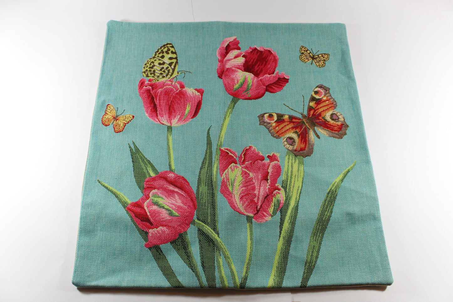 Amsterdam Tulip Museum Pink Tulips & Butterflies Large Pillow Cover