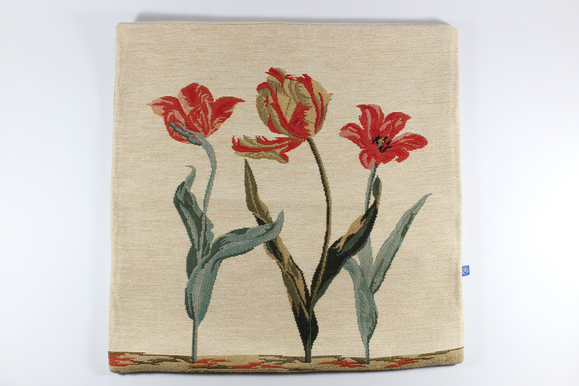 Amsterdam Tulip Museum Flared Tulips On Beige Medium Pillow Cover