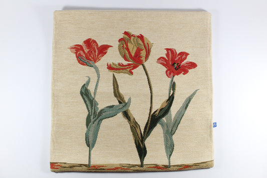 Amsterdam Tulip Museum Flared Tulips On Beige Medium Pillow Cover